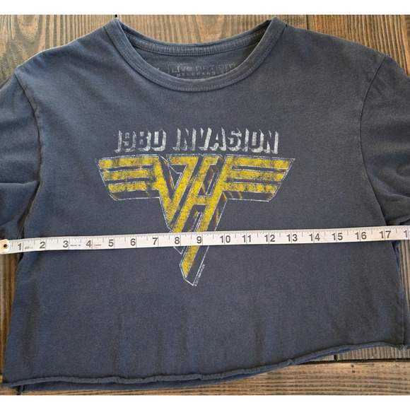 Vintage 90s Van Halen T Shirt Womens Small Cropped Gray Grunge Rock Tee Raw Hem - Picture 4 of 5